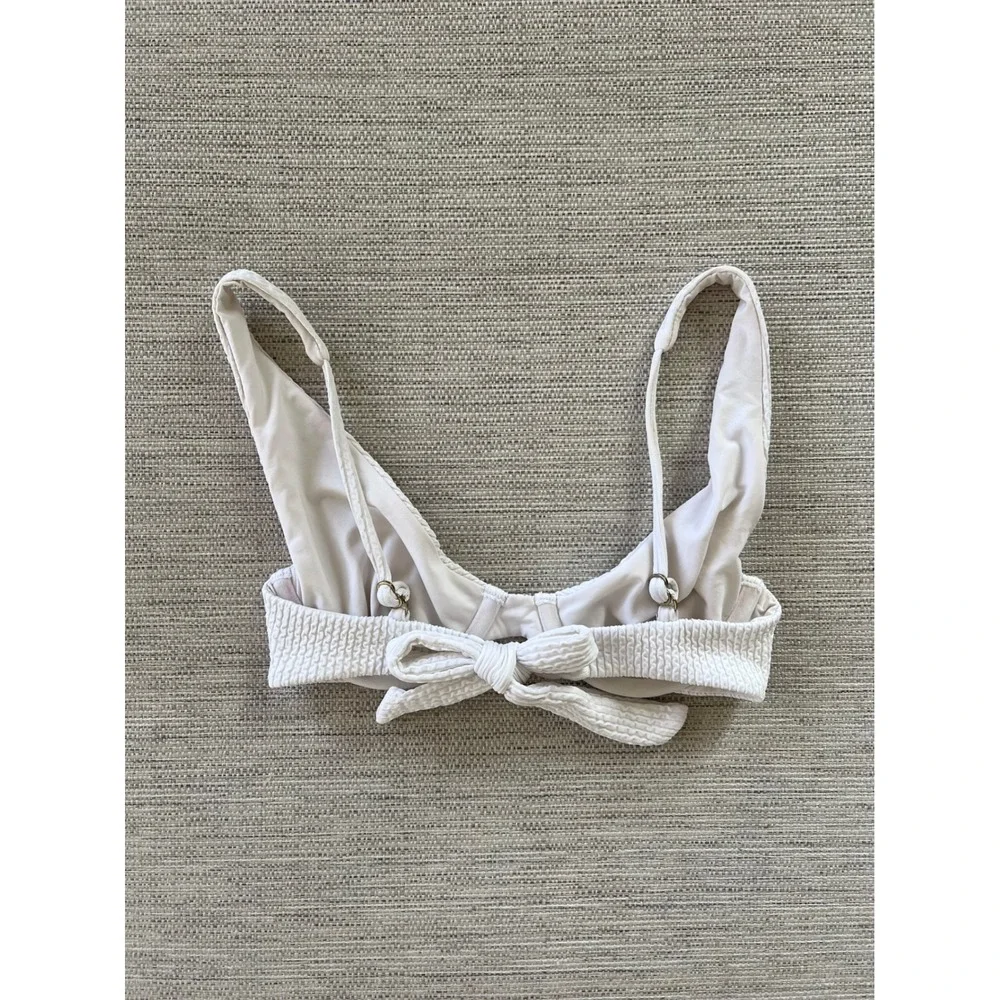 Monday Swimwear Formentera Petite White Sand Crinkle Bikini Top Underwire
